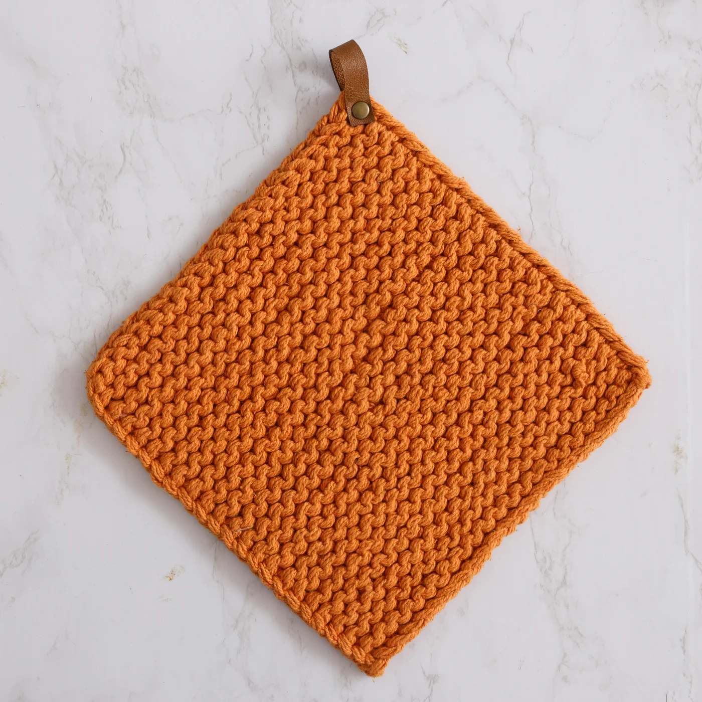 Rust Colored 8" Knitted Pot Holder