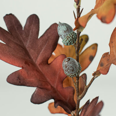 💙 Brown Fall Oak Leaves Acorn 20" Faux Foliage Spray
