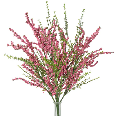 💙 Erica Bush Seeded Pink Heather 21" Faux Floral Stem