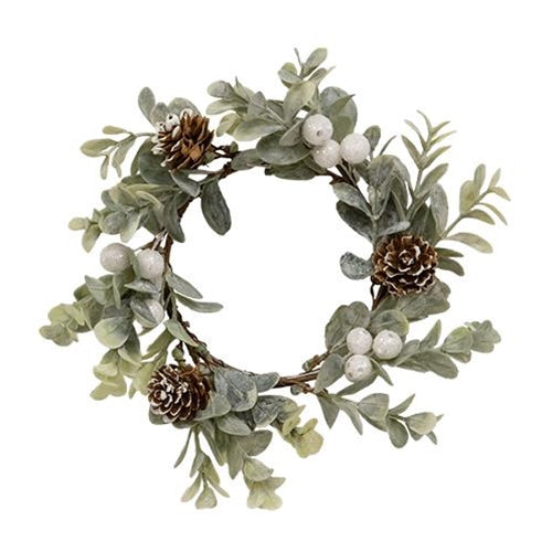 💙 Holiday Ombre Boxwood & Berry 6" Faux Evergreen Ring