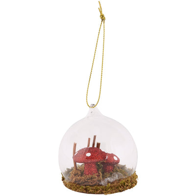 Glass Terrarium Mushrooms and Moss Ornament