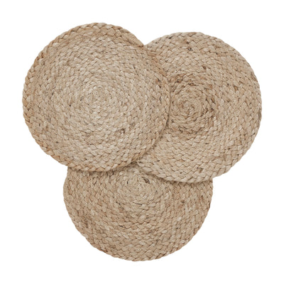 Set of 3 Natural Jute Trivet 8" diameter