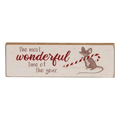 Set of 3 Silent Night Christmas Mouse Wooden Skinny Blocks