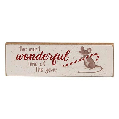 Set of 3 Silent Night Christmas Mouse Wooden Skinny Blocks