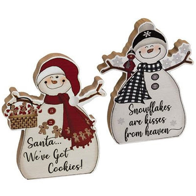 💙 Set of 2 Santa We've Got Cookies Chunky Snowman Sitters