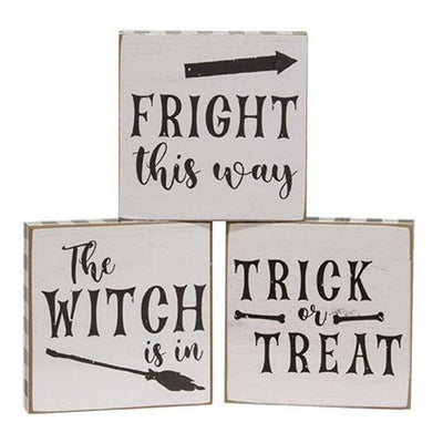 DAY 10 🎃 31 DAYS OF SPOOKYWEEN Set of 3 Fright This Way 4" Halloween Square Block Signs