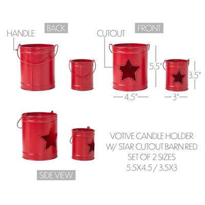 DAY 20 ❤️🫐 20 RED WHITE + BLUEBERRY DAYS Set of 2 Star Barn Red Metal Candle Holders
