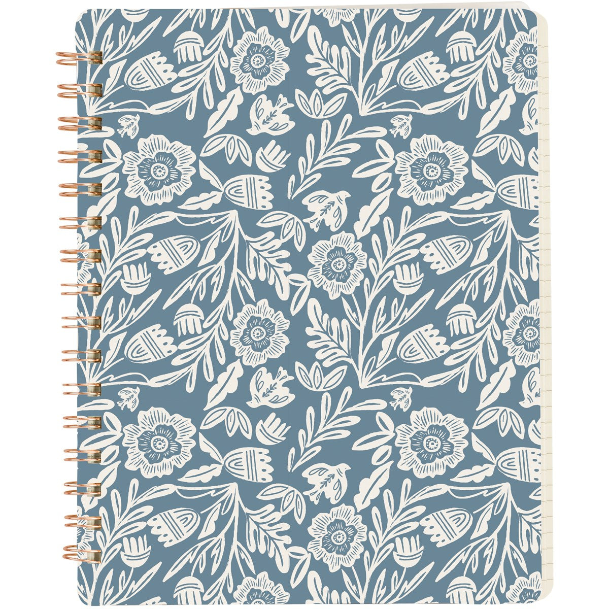 Blue Folk Florals Spiral Notebook Journal