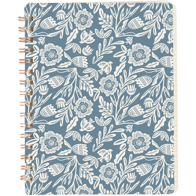 Blue Folk Florals Spiral Notebook Journal