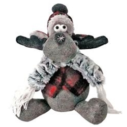 Moose Plush Figure in Red & Grey Vest 7.5" H