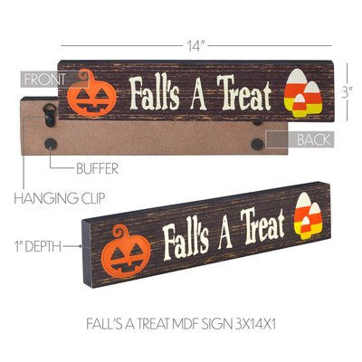 Fall's A Treat Candy Corn and Jack O' Lantern 14" Sitter Sign