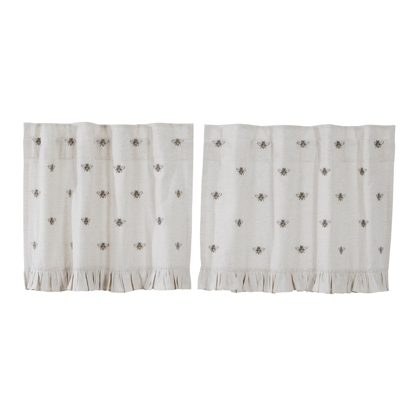 Embroidered Bee Tier Bistro Curtains Set of 2 24" x 36"