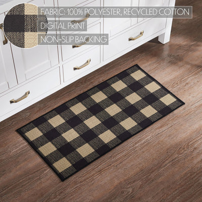 Black Check Indoor/Outdoor 36" Rectangle Rug