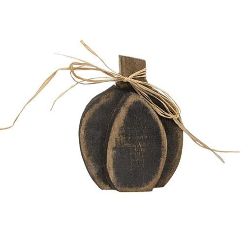 Rustic Black Layered Small Wood Pumpkin Sitter 6.5" H