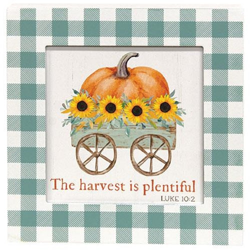The Harvest Is Plentiful Religious Fall 9" Box Sign