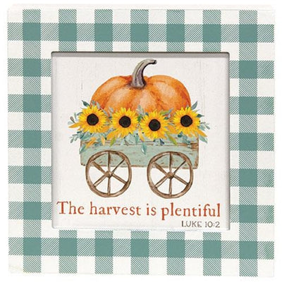 The Harvest Is Plentiful Religious Fall 9" Box Sign