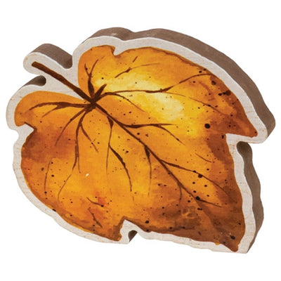 Set of 3 Chunky Wood Fall Leaf Sitter Signs