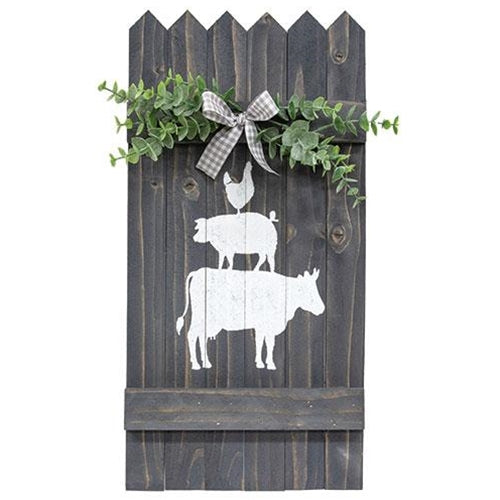 Rustic Wood Animal Stack Hanging Fence 18" H