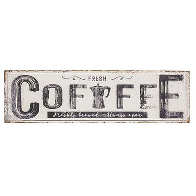 Coffee White Distressed 24" Metal Sign