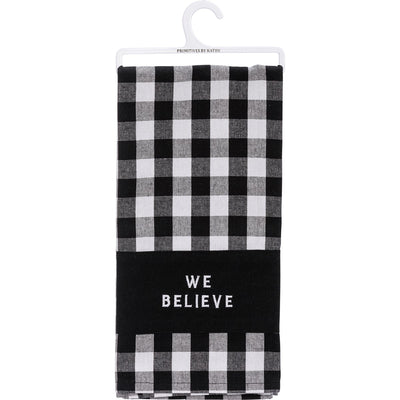 💙 We Believe Black and White Buffalo Check Kitchen Towel