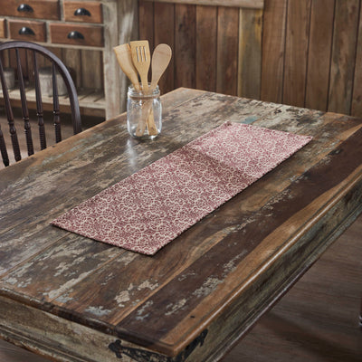 Burgundy Tan Jacquard 36" Table Runner