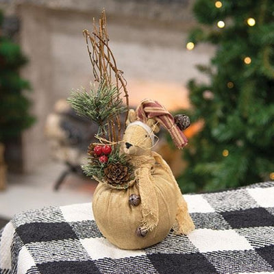 Winter Mouse with Greenery Fabric Figure
