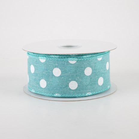 🔥 Aqua Blue Polka Dot Ribbon 1.5" x 10 yards