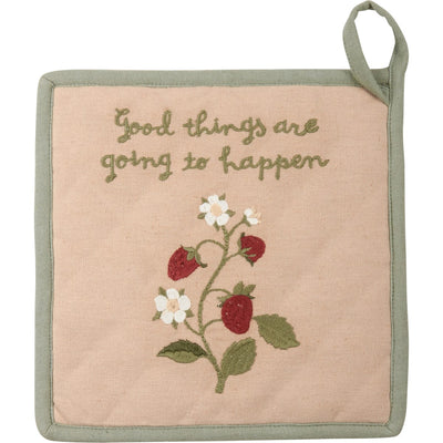 Good Things Going To Happen Strawberry Oven Mitt and Potholder