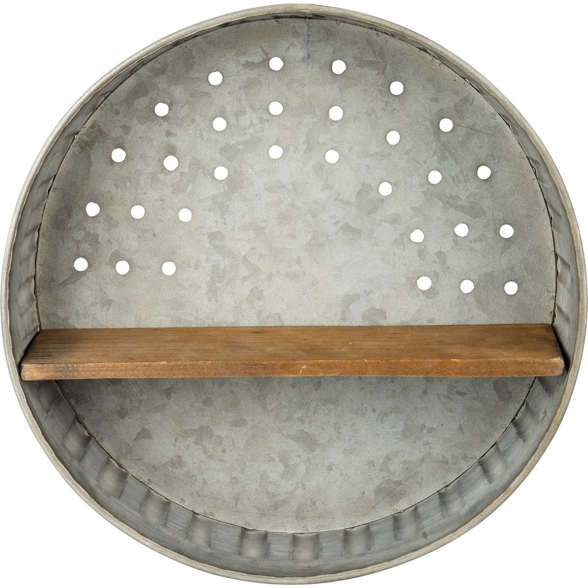 Surprise Me Sale 🤭 Rustic Round Wall Shelf 12" Galvanized Metal and Wood