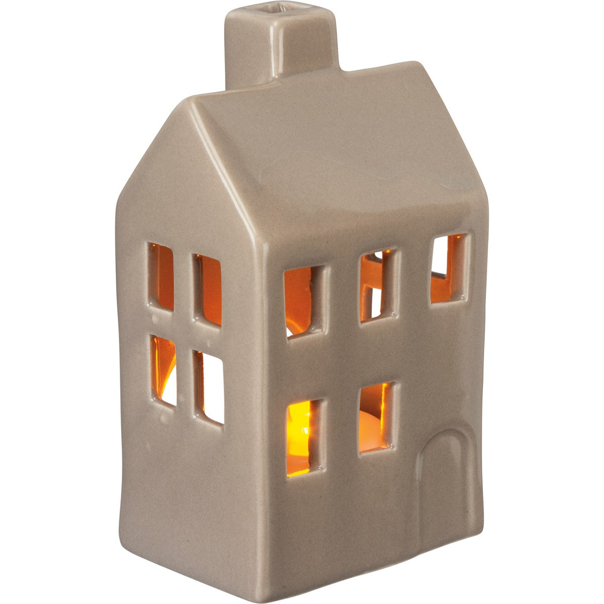 Set of 3 House Shaped Candle Holder with Battery Powered Tealight