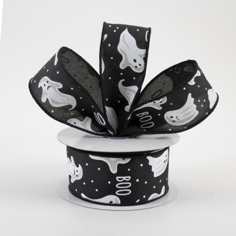 💙 Boo Ghosts On Black Background Ribbon 1.5