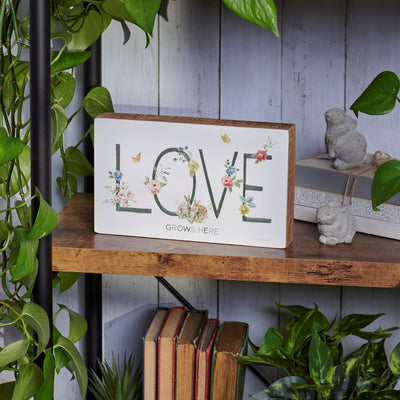 Love Grows Here Floral Box Sign