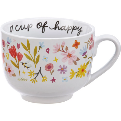 A Cup Of Happy 20 oz Floral Mug