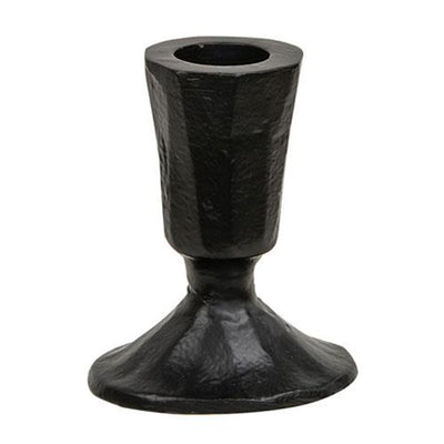 Short Carved Black 3.25" Wrought Iron Taper Holder