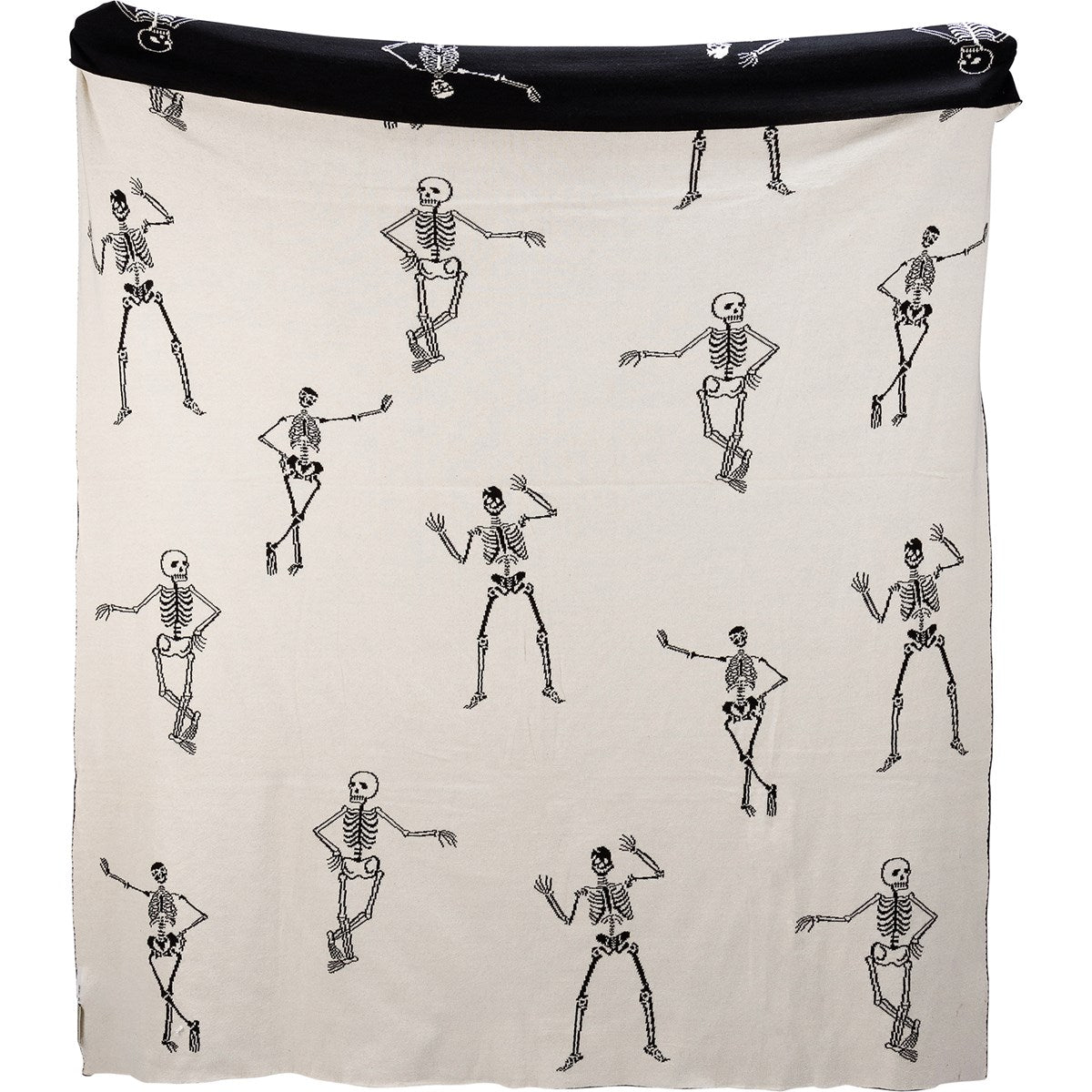 Skeletons Black and White Halloween Throw Blanket