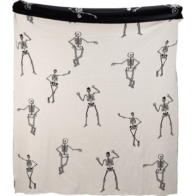 Skeletons Black and White Halloween Throw Blanket