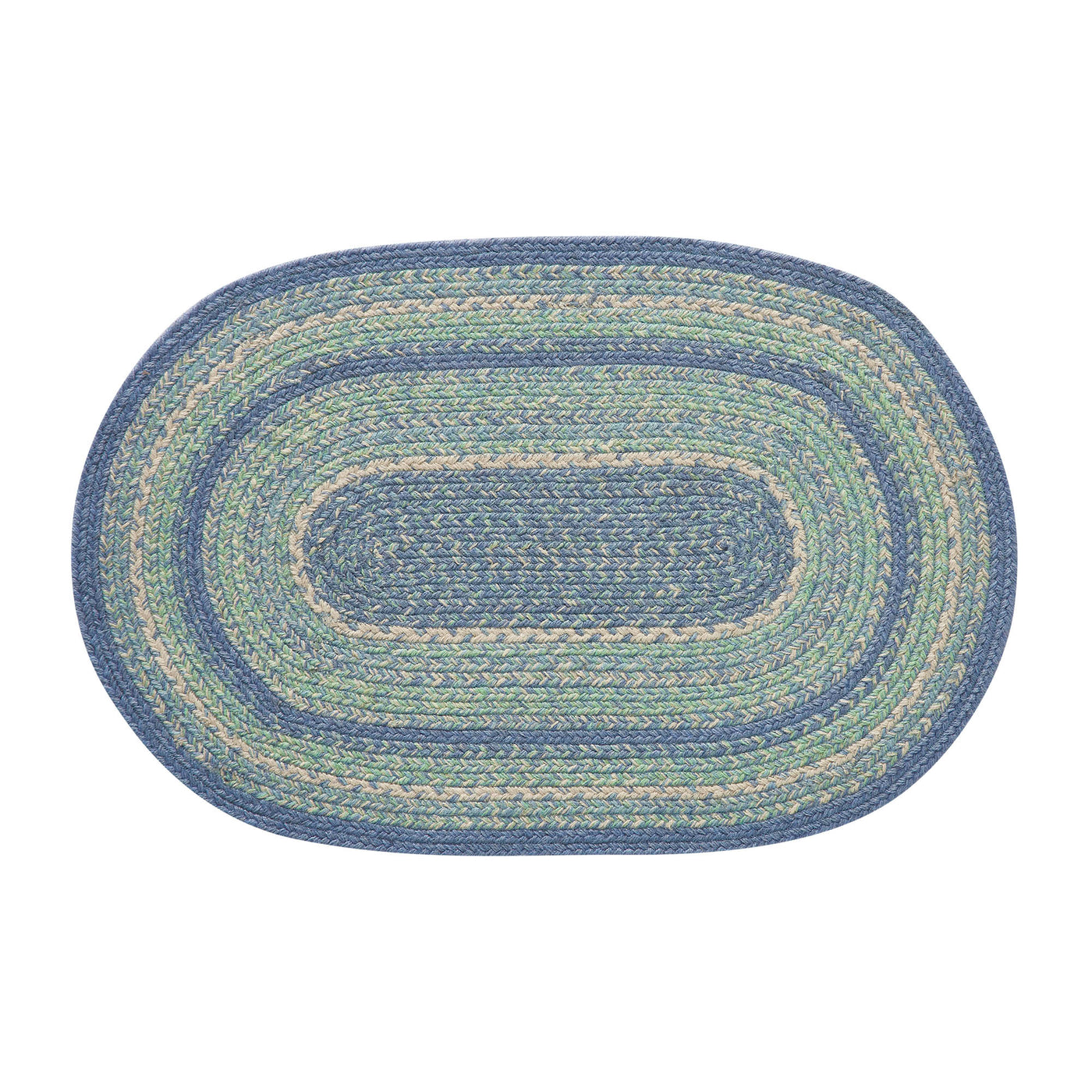 Jolie Shades of Blue Oval Jute Rug 20" x 30"