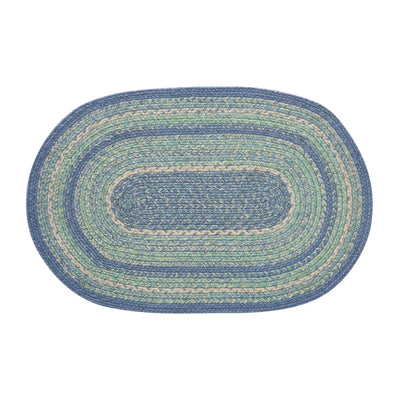 Jolie Shades of Blue Oval Jute Rug 20" x 30"