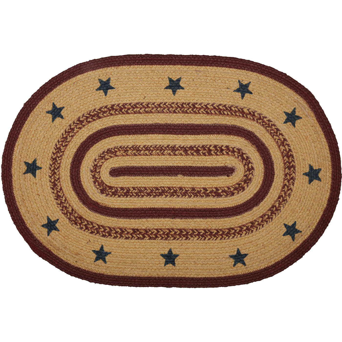 Americana Potomac With Stencil Stars Jute 30" Oval Rug