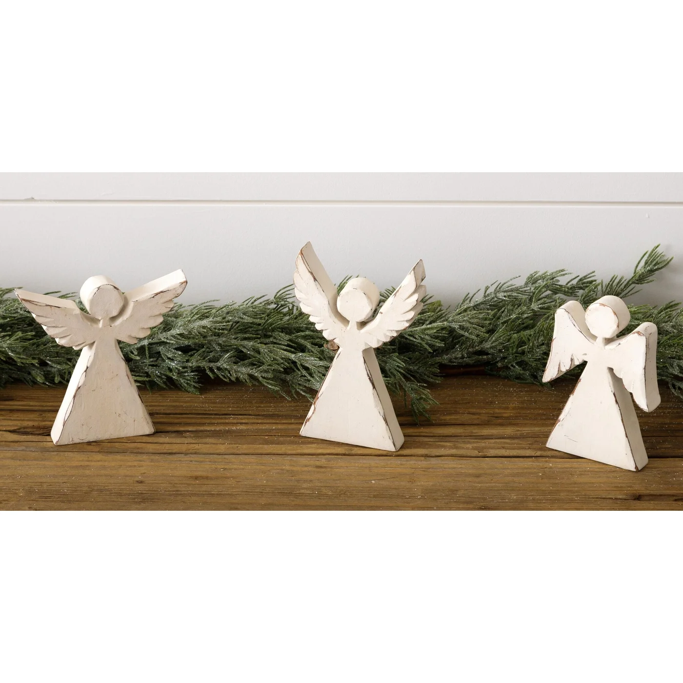 💙 Set of 3 White Distressed Angel Silhouette Figures