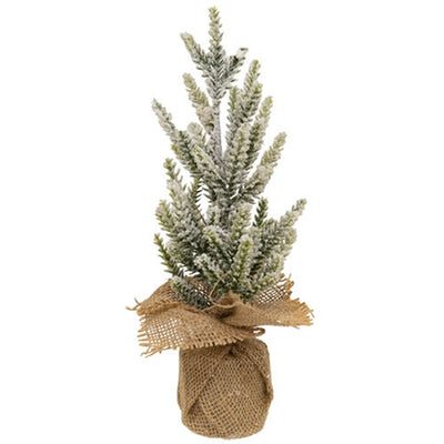 💙 Snowy Pine Faux Tree with Burlap Base 12.5" H