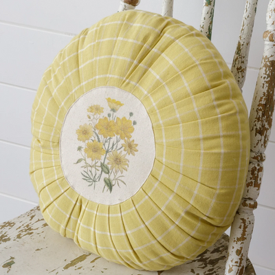 Yellow Flowers Round 18" Accent Pillow