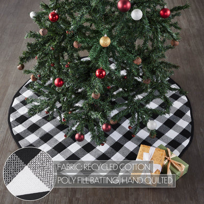 Annie Black Check Christmas Tree Skirt 48" Diameter