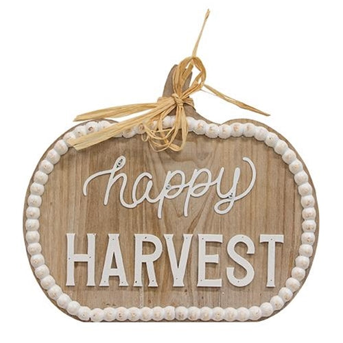 Happy Harvest Beaded Wood Pumpkin Hanger