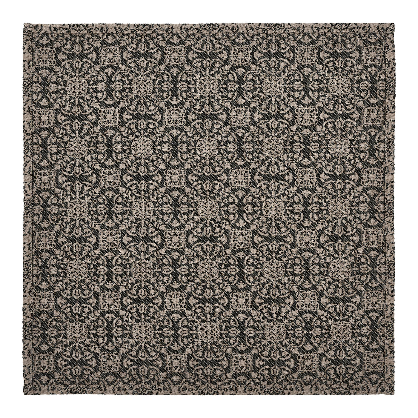 Black Tan Jacquard 20" Square Table Topper