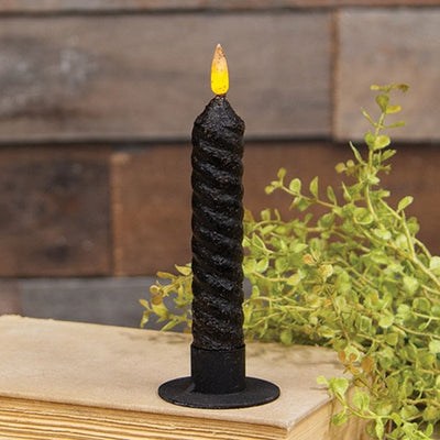 Black Vintage-Style Twist Flicker Flame 6.26" Timer Taper Candle