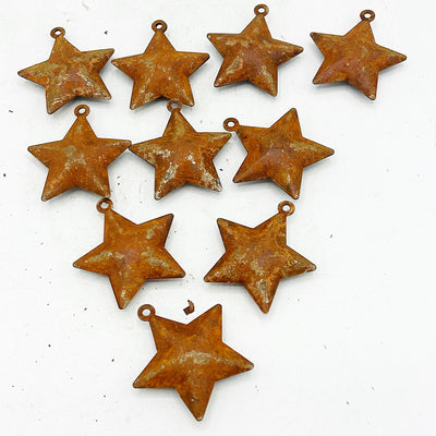 Set of 10 Rusty Star Shaped Bells