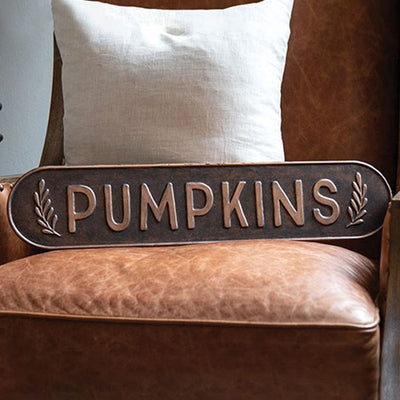 Pumpkins Rustic Brown 24" Metal Sign