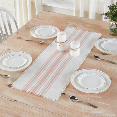 Antique White Stripe Coral Indoor/Outdoor Table Runner 12" x 36"
