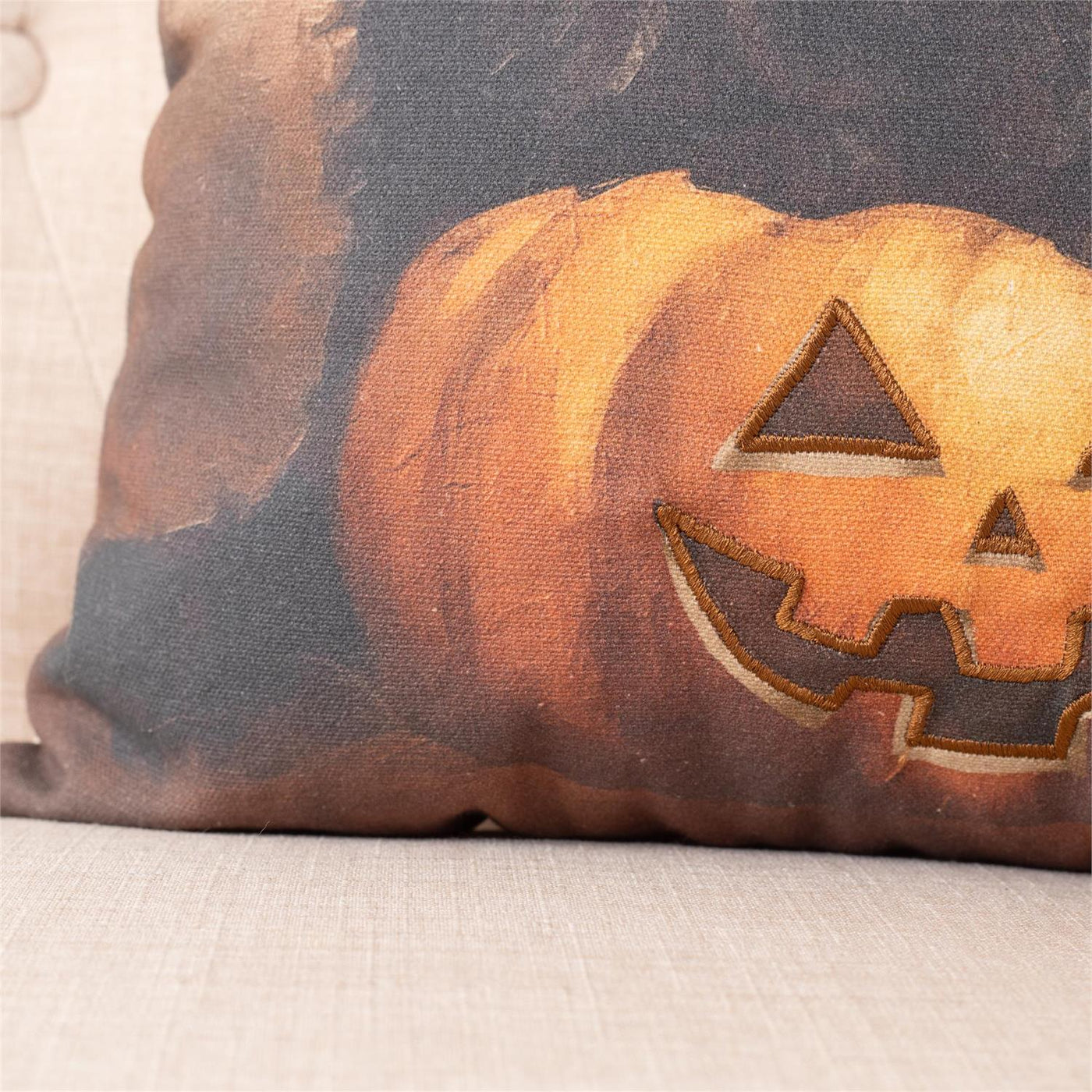 Black Cat On Jack O' Lantern 18" Accent Pillow